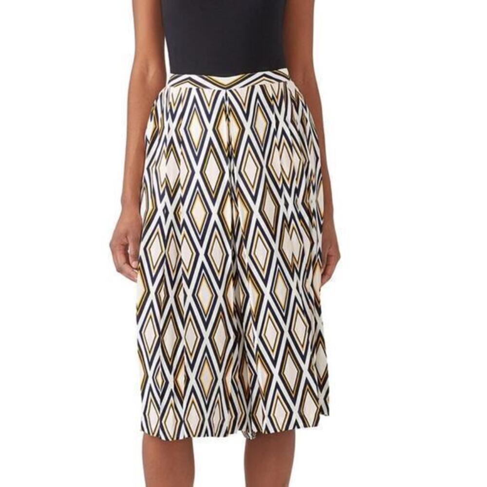 TORY BURCH Culottes Geometric Print Silk Pants US 6